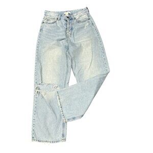 H M wide leg rip jeans size 4